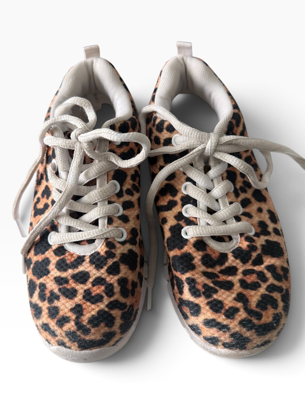 Amazon Girls’ Leopard-Print Lace-Up Sneakers in Brown and Black - Size 2